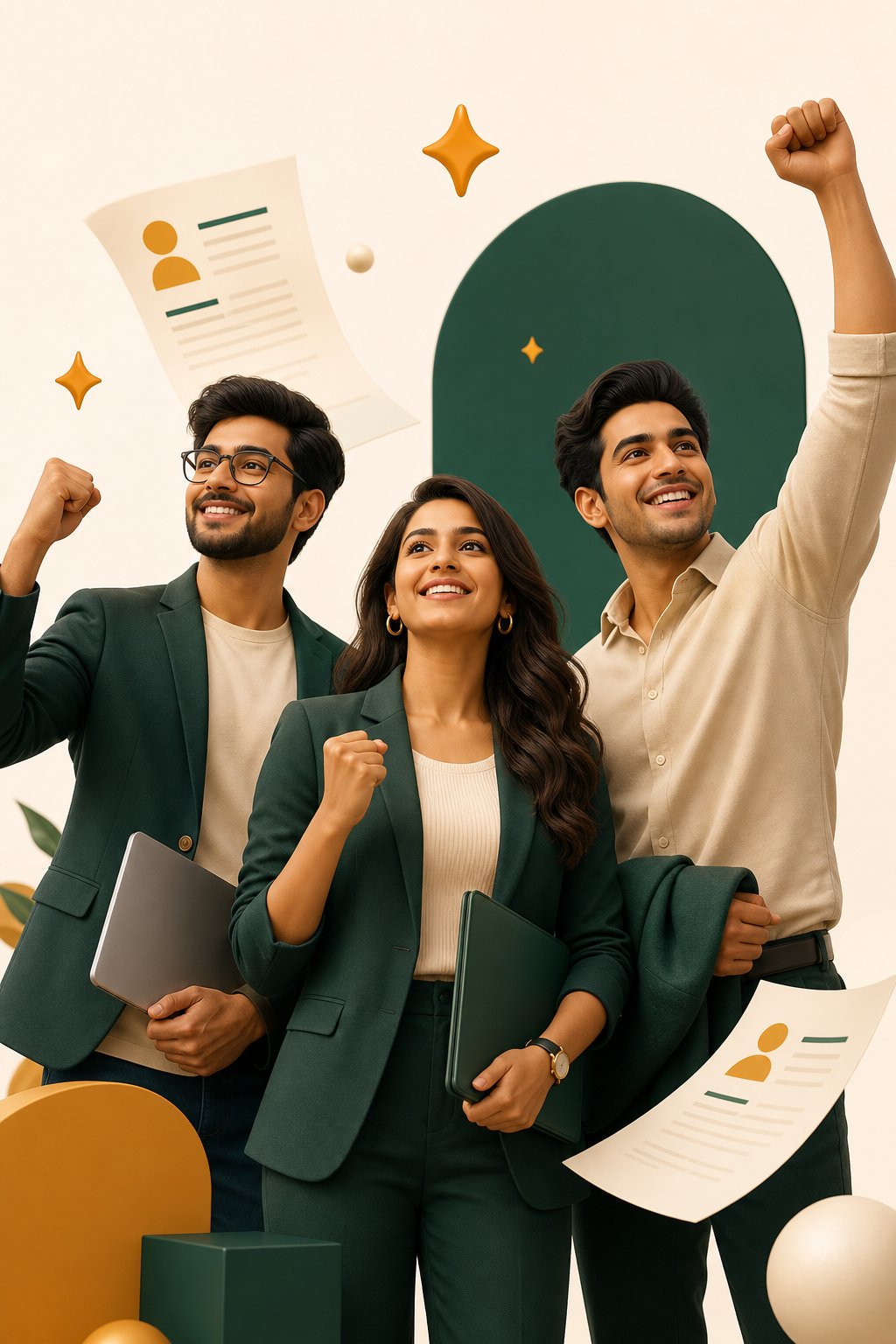 Indian professionals celebrating career success